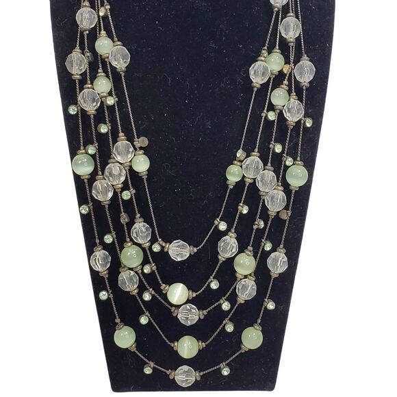 Beaded Multi Strand Necklace 10" Statement Piece - Picture 2 of 4